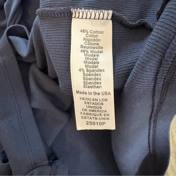 Michael Stars Abby Ribbed Faux Wrap Navy Dress. Size Large Petite. - Picture 8 of 12